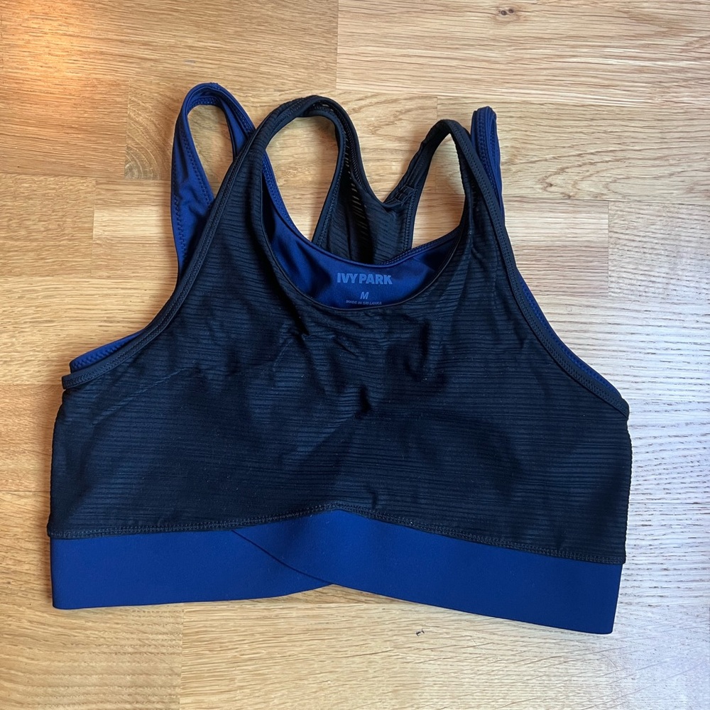 IVY PARK BLACK/NAVY SPORTS BRA- SIZE M